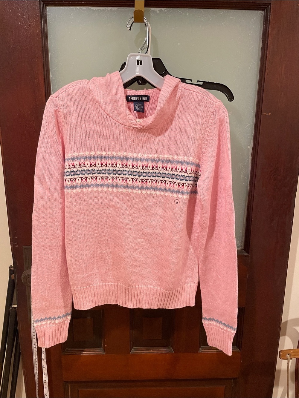 Aeropostale Pink Fair Isle Cowl Neck Sweater